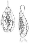 925 Sterling Silver Earrings Large Drop Shape Lace, Oxidized, Stylish, Hypoallergenic, Nickel and Lead-free, Artisan Handcrafted Designer Collection, Made in Israel, not_known