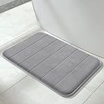 Yimobra Memory Foam Bath Mat Rug, 24 x 17 Inches, Comfortable, Soft, Super Water Absorption, Machine Wash, Non-Slip, Thick, Easier to Dry for Bathroom Floor Rugs, Grey