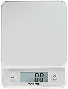 Taylor Precision Products Glass Top Food Scale with Touch Control Buttons, 11 lb Capacity, Silver