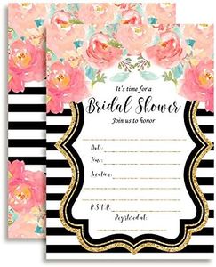 Watercolor Peony Bridal Shower Invitations, 20 5x7 Fill In Cards with Twenty White Envelopes by AmandaCreation