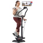 Sunny Health & Fitness 2-in-1 Power Stepper with Resistant Bands & Handlebar, Low-Impact Cardio, Space-Saving, Height-Adjustable, 330 LB Max & SunnyFit® App Enhanced Bluetooth Connectivity SF-S021055