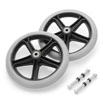 OwnMy 2PCS of 8 Inch Grey Rubber Wheelchair Replacement Wheels Wheelchair Front Wheels Anti-Slip Rollator Walker Replacement Casters Rollers Wheels Universal Wheelchair Replacement Wheel Accessories