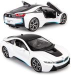 FEXXA 1:24 Scale Exclusive Alloy Metal Pull Back Die-cast Car Model with Sound Light Mini Auto Toy for Kids Metal Model Toy Car with Sound and Light? (1.24 BWM I8-Multicolor)