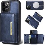 PULOKA iPhone 13 PRO Pu Leather Wallet Case Cover with 5 Card or Cash Slot Magnetic Detachable 2 in 1 Removable Smart Case – Blue