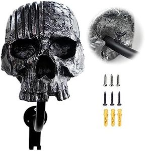 Tooyuart Helmet Holder,Skull Helmet Holder Wall Mount Helmet Rack with 2 Hooks Helmet Hanger for Coats,Caps,Baseballs,Rugby Helmet,Motorcycle Accessories