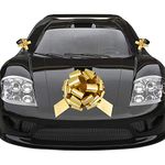 Whaline Christmas Golden Big Car Pull Bow with 2 Small Gift Bows for Wedding Car, Large Gift Decoration, Prom, Surprise Party, Boxing Day, New Houses Decor (16'')