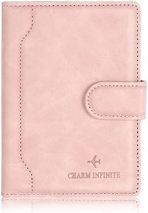Passport Holder Cover, Leather RFID Travel Wallet Case Organiser with RFID Blocker, Passport Cover for Passport, Business Cards, Credit Cards, Boarding Passes (Pink)