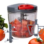 CLVJ Handy Chopper, Vegetable Fruit Nut Onion Chopper, Hand Meat Grinder Mixer Food Processor Slicer Shredder Salad Maker Vegetable Tools (1000ml, Black & Red)