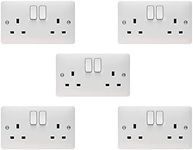 5 PACK - Hager 13A 2 Gang Double Pole (Dual Earth) Switched Socket - Sollysta Range (5)