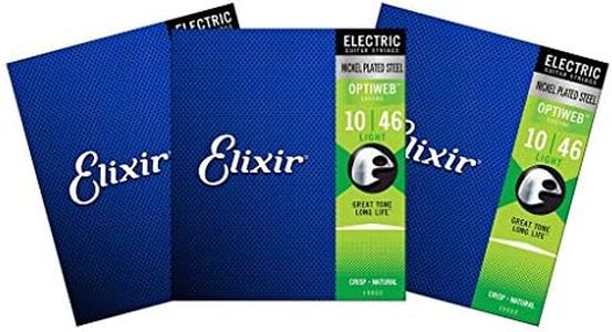 Elixir Optiweb Coating 19052 Light 10-46 Electric Guitar Strings 3-Pack w/Bonus Elixir Pick