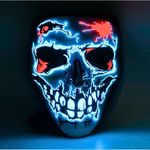 Crethinkaty Halloween Purge Mask Led Light Up Mask, Scary Mask, Horror Cracked Skull Mask, EL Wire LED Mask