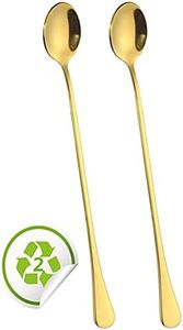 Cocktail Spoon 12 Inch Stainless Steel Bar Stirring Spoon, Long Handle Mixing Spoon, Spiral Pattern Bar Spoon for Cocktail Shakers, Tall Cups & Pitchers, 2pcs Black (Gold-1)