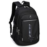 SIVENKE School Backpacks Student Bookbag Laptop Rucksack Computer Casual Shoulder Daypack Travel Back Pack for Teen Boys Black