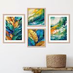 kotart Premium Digital Paintings with Frame for Home Decoration - Painting for Living Room Bedroom Office - Painting for Wall Decoration - Pack of 4 (E)