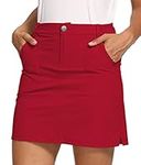 LastFor1 Women's Outdoor Skort Golf Skorts Active Athletic Skort UPF 50+ Hiking Casual Skirt Quick Dry with Pockets, Capsicum Red, Large