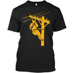 Lineman Electrician Tshirt Lineman Electrician Vintage Powerline Technician Lineworker Gift T-Shirt for Men Women, Black, X-Large