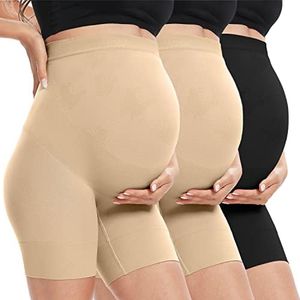 Secret Fit Shaper Panty - Seamless Maternity Shapewear for Dress, Belly Support, Prevent Thigh Chaffing, S-XXXL, Nude+nude+black, 3X-Large