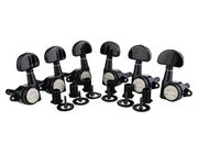 Guyker 6Pcs Guitar Locking Tuners (3L + 3R Handed) – 1:21 Lock String Tuning Key Pegs Machine Heads with Half-Circle Handle Replacement for LP SG Style Electric, Folk or Acoustic Guitars – Black
