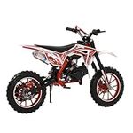 Saterkali 49cc 2 Stroke Children's Motocross Motorcycle, Petrol Powered Mini Motocross Motorcycle, Max Speed 40KM/H Pocket Motorcycle Racing Child's Childhood Gift Big Toys Red