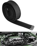 Wire Heat Shield Automotive Heat Shield Sleeve Fuel Line Heat Shield Auto Hose Spark Plug Wire Cover Protectors Boots Roll 2500 Degree for Car&Auto Wire Loom Brake Cable (Black1/2"I.D.X10FT)