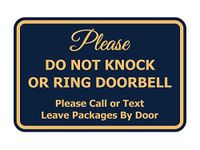 Signs ByLITA Classic Framed DO NOT Knock OR Ring DOORBELL (Navy Blue/Gold) - Large