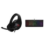 HyperX HX-HSCS-BK/EM Cloud Stinger Gaming Headset for PC/Xbox/One/PS4/Wii U/Mobile, Black + Alloy Core RGB Membrane Gaming Keyboard (QWERTY UK layout) (English Keyboard HX-KB5ME2-UK)