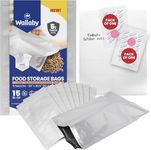 15x 5 Gallon Wallaby Mylar Bag Bundle - Silver (5 Mil) With 20 Single Sealed Oxygen Absorbers & Labels - Resealable Zipper, FDA Grade, Air-Tight, Light-Blocking, for Long Term Food Storage