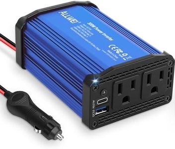 300W Car Power Inverter 12v to 110v, Car Plug in Adapter Outlet with PD 27w USB-C and QC 18w USB-A, Car Outlet Adapter, Car Converter to Outlet Plug, Power Inverters for Vehicles (Blue)