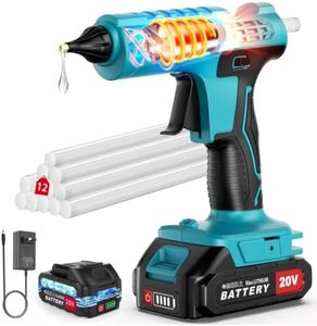 100W Cordless Hot Glue Gun and Sticks Set with Battery and Charger, 20V Full Size Glue Gun Cordless & Rechargeable, Wireless Battery Powered Hot Glue Gun with 12pcs Glue Sticks for Crafts & DIY
