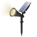 T-SUN LED Solar Spotlights, Super Bright 250LM Outdoor Security Garden Landscape Lamps, Natural White 4000K, Auto On/Off, 180°Angle Adjustable for Patio,Tree,Deck,Wall,Pool Area.