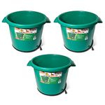 Farm Innovators HT-200 16 Gallon Plastic Heated Livestock Pet Farm Animal Water Bucket Tub with Hidden De-Icer Heating Element, Green (3 Pack)