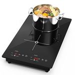 VBGK Double Induction Cooktop, 12 Inch Portable Induction Cooktop with 2 Burner,110V Electric Cooktop with LCD Touch Screen 9 Levels Settings and Child Safety Lock & Timer