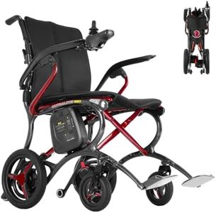 Forcemech Ultralite G20 25 lbs Chair Only Electric Wheelchair for Adults, Full Carbon Fiber, 300 lbs Capacity, Lightweight Foldable Power Wheelchair, 12.5Ah Battery, 360° Controller, Front LED, Red