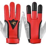 Daskz Archery Gloves Three Fingers Shooting Right hand Bow Gloves- Professional Leather hunting Gloves for Adults (Red, L, Right)