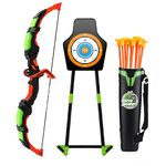 VALYPANOR Bow and Arrow Set for Kids Archery Set with LED Lights Includes 10 Suction Cup Arrows, Quivers & Standing Target for 3-12 Years Old Boys & Girls Outdoor Toys