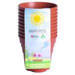 Happy Pots - 7.5cm Gloss Terracotta - Pack of 10 Premium Plastic Plant Pots - Reusable Flower Pots for Indoor/Outdoor Home Décor Gardening - Round, Heavy Duty, UV Resistant, Recyclable - Made in UK