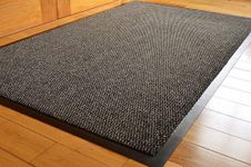 TrendMakers DOOR MATS BIG EXTRA LARGE GREY AND BLACK BARRIER MAT RUBBER EDGED HEAVY DUTY NON SLIP KITCHEN ENTRANCE HALL RUNNER RUG MATS 120X180CM (6X4FT) | POLYPROPYLENE PILE