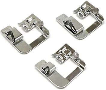 3 PCS Adjustable Wide Rolled Hem Presser Foot Set for Low Shank Sewing Machine, Singer, Baby Lock, Brother, Janome, etc. (4/8,6/8,8/8Inch)