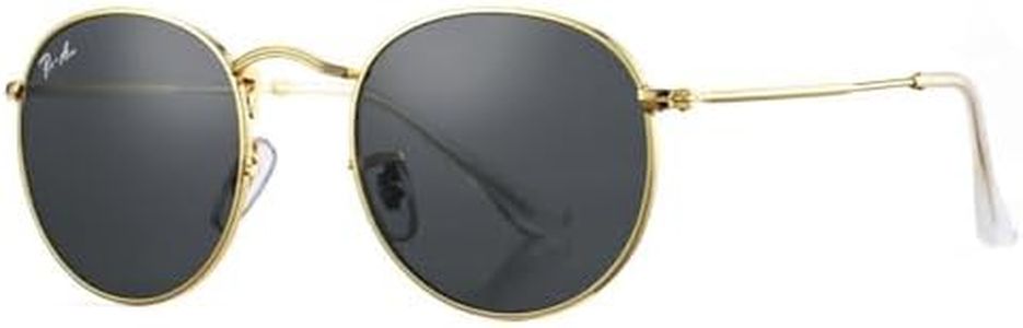 Pro Acme Polarized Small Round Sunglasses for Women Men Classic Crystal Glass Lens Retro Circle Metal SunGlasses,50mm (Plastic Grey Lens)