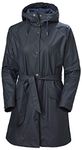 Helly Hansen Women's Kirkwall II Waterproof Belted Rain Coat With Hood, 598 Navy, Small
