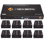 J-Tech Digital ProAV 1X8 HDMI Extender HDMI Amplifier HDMI Splitter over Ethernet Cable with Bi-Direction IR and EDID Functions (1x8)