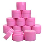 Beauticom 12 Pieces 7G/7ML (0.25oz) Sturdy Thick Double Wall Plastic Container Jar with Foam Lined Lid for Lotion, Creams, Toners, Lip Balms, Makeup Samples - BPA Free, Pink, 12 Jars,