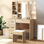 Oikiture Dressing Table with Stool,