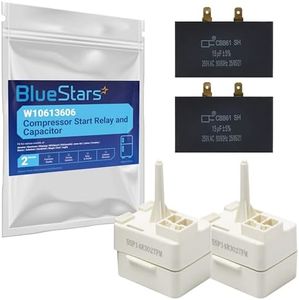 BlueStars 2 Packs W10613606 Refrigerator Compressor Start Relay and Capacitor - Compatible with Whirlpool KitchenAid Kenmore Refrigerators - Replaces W10416065 PS8746522 67003186