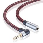 Audio Extension Cable 1m, Right Angle 3.5mm Male to Female Audio Stereo Cable with Silver-Plating Copper Compatible with iPhones,Tablets,Sony Beats, PS4 Headset (1m)