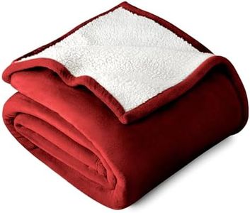 Bare Home Sherpa Fleece Blanket - Throw/Travel Blanket - Blanket for Bed, Sofa, Couch, Camping and Travel - Warm & Lightweight - Fluffy & Soft Plush Blanket - Reversible (Throw/Travel, Red)
