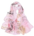 FAIRYGATE Scarfs for Women Lightweight Ladies Scarves Long Chiffon Scarf Pink Flower Wedding Silky Party Shawl Spring Summer Beach Wrap for Girls A5024