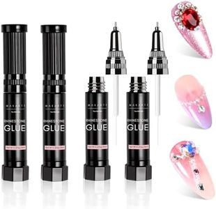 Makartt Nail Rhinestone Glue Gel-Upgrade Gel Nail Glue with Brush Pen Tip for Nail Charms Gems Super Strong Adhesive Precise for Nail Charms Crystals Rhinestone 3D Art Design Cured Need 8ml*4