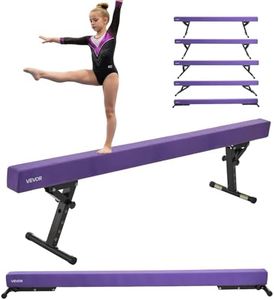 VEVOR Adjustable Balane Beam for Kids, 8FT Gymnastics Beam, High and Low Floor Beams of 5 Adjustable Heights for All Gymnastic Levels, Professional Gymnastic Equipment for Home and Gym Center, Purple