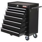 Excel Tool Chest with 7 Drawers, Lock and Non-Slip Mats, Made with Powder Coated Steel & Rust-resistant, Ball Bearing Slides and 4 Wheels with Brakes. Durable Rolling Storage for Workshops.